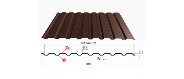 Профнастил коричневый оцинкованный  RAL 8017 С-20 купить недорого в Авдеево